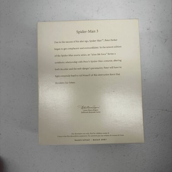 Spiderman 3 Ornament Hallmark Marvel Movie Black Suit Venom Christmas Tree - Picture 3 of 6